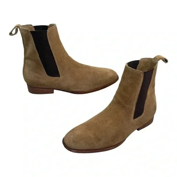 Ponce Shoes Ponce Tan Leather Suede Chelsea Slip On Boots Mens